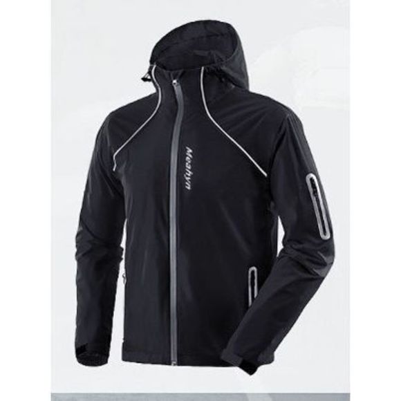 Meahyn Mens Packable Black Rain Jacket Waterproof Cycling Running Size Medium - Picture 1 of 6